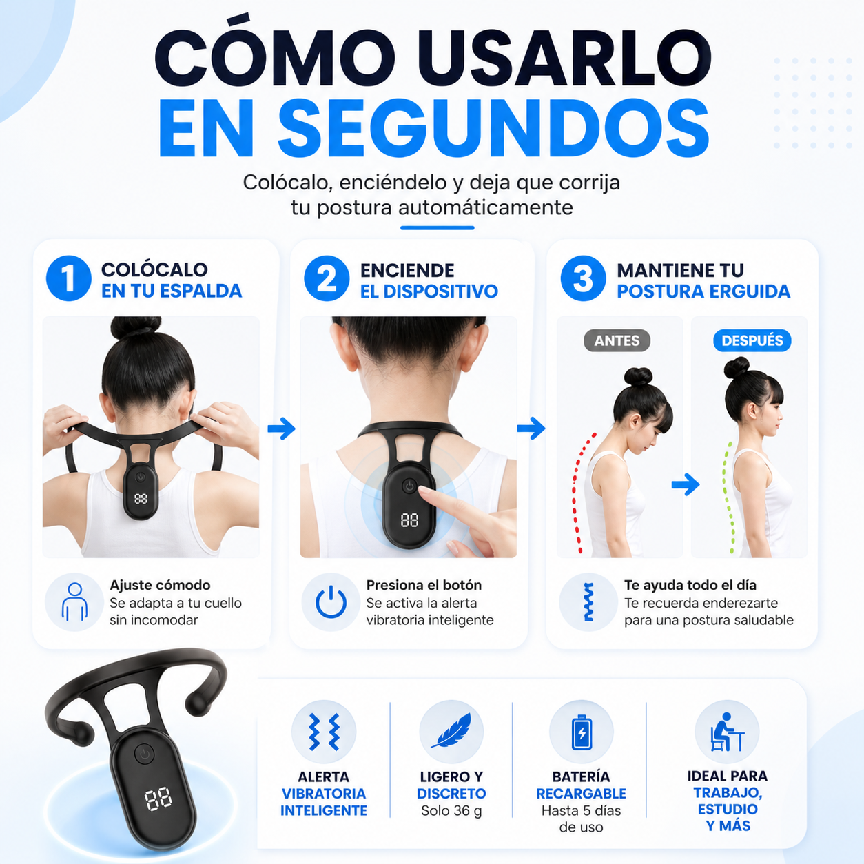 ErgoSence™ Corrector de Postura Digital